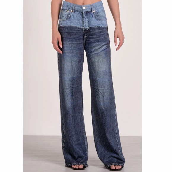 Elan Denim - Elan Wide Leg Two-Tone Blue Jeans famous SweatJeans!! Most Comfy Ever